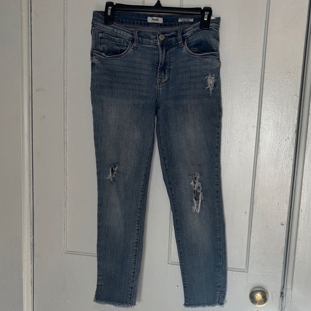 Kensie Distressed Ankle skinny crop blue Jeans size 4/27 - Picture 2 of 10